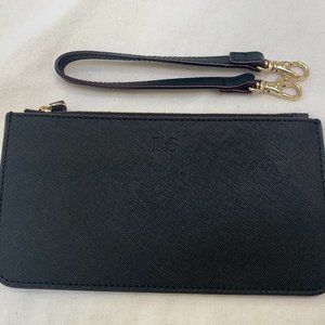 Lo & Sons Black Saffiano Leather Smartphone Wristlet Wallet
